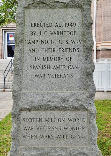 SPANISH AMERICAN WAR AND WORLD WAR VETERANS MEMORIAL DEDICATION STONE