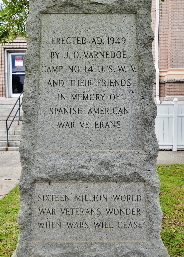 SPANISH AMERICAN WAR AND WORLD WAR VETERANS MEMORIAL DEDICATION STONE