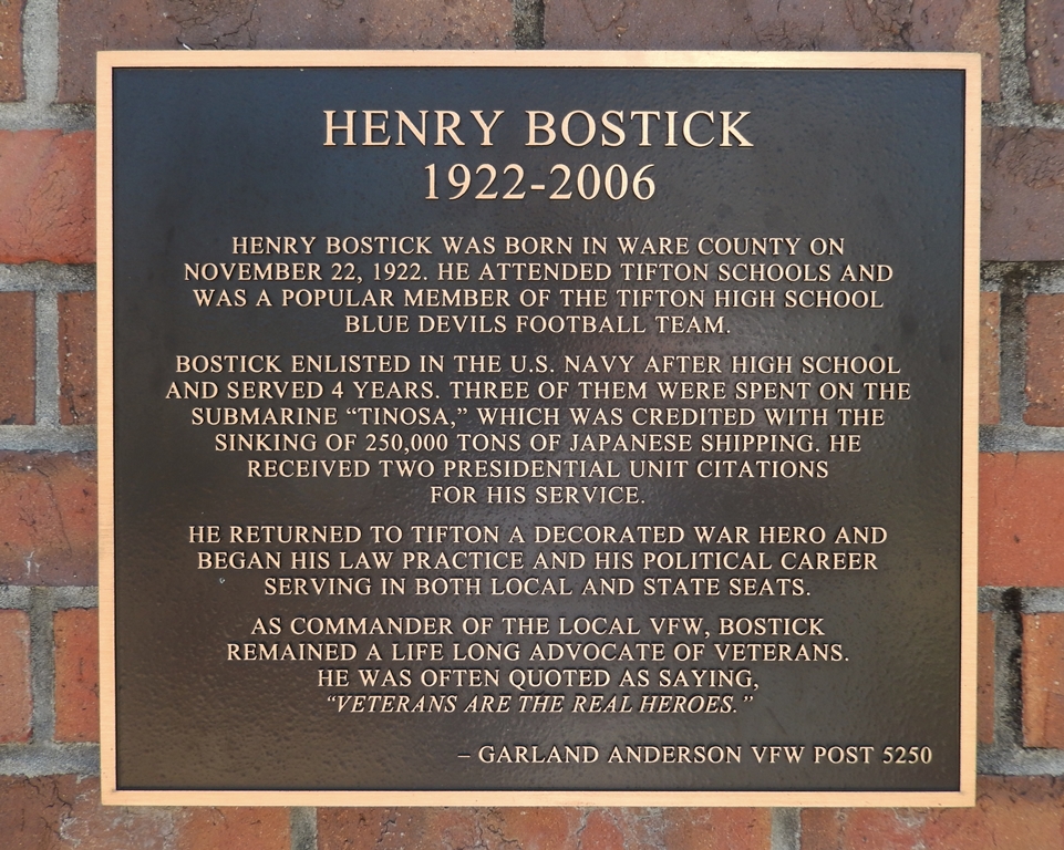 HENRY BOSTICK 1922-2006 WAR MEMORIAL PLAQUE