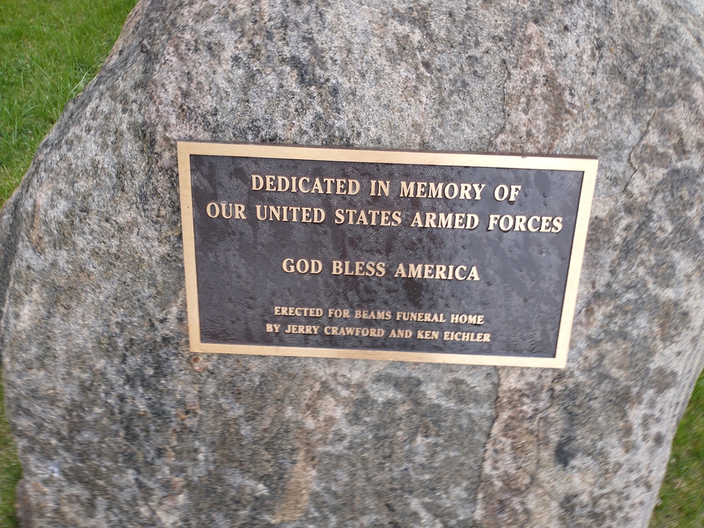 BEAMS FUNERAL HOME ARMED FORCES MEMORIAL PLAQUE