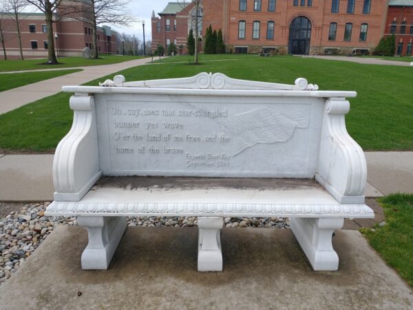 TRI-COLLEGE STAR-SPANGLED BANNER MEMORIAL BENCH FRONT