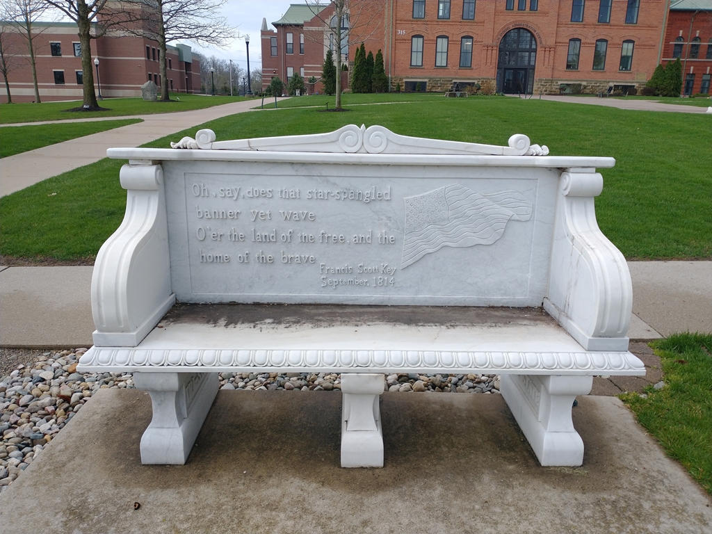 TRI-COLLEGE STAR-SPANGLED BANNER MEMORIAL BENCH FRONT