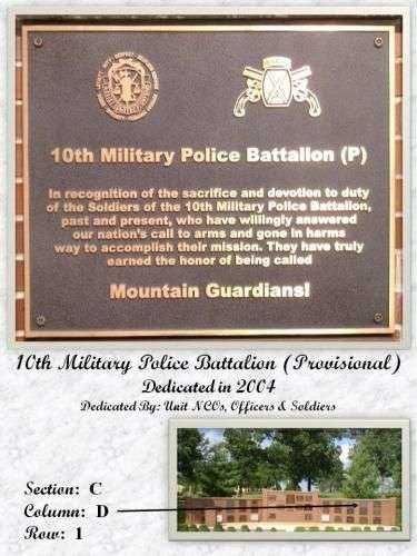 10TH MILITARY POLICE BATTALION MEMORIAL PLAQUE