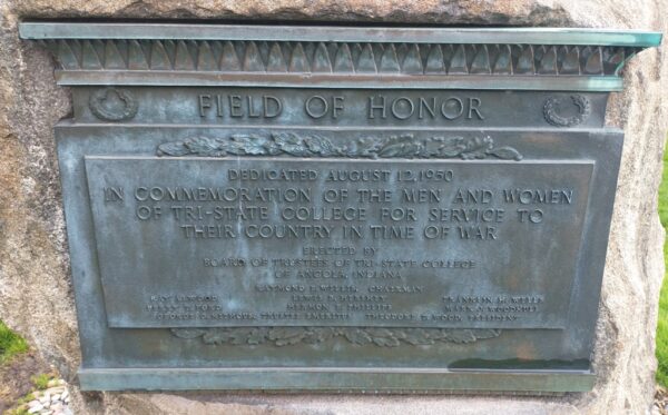 TRI-STATE COLLEGE VETERANS MEMORIAL FIELD OF HONOR PLAQUE