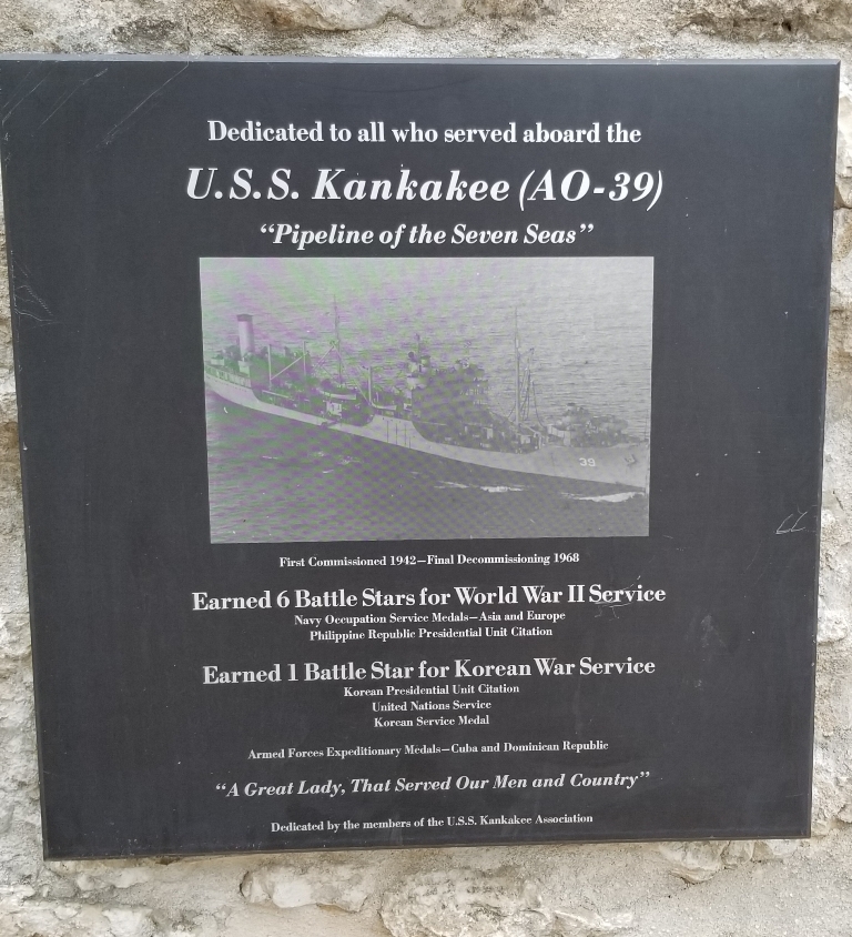 U.S.S. KANKAKEE (AO-39) WAR MEMORIAL PLAQUE