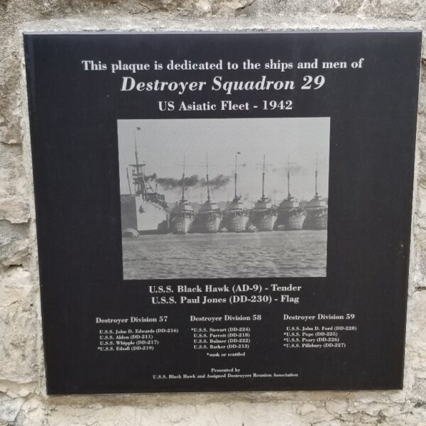 DESTROYER SQUADRON 29 WAR MEMORIAL PLAQUE