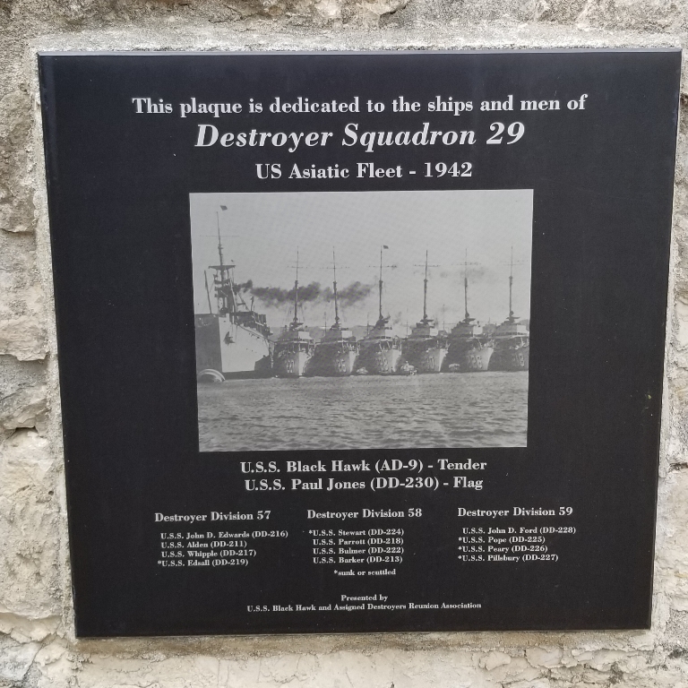 DESTROYER SQUADRON 29 WAR MEMORIAL PLAQUE