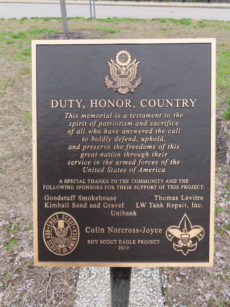 DUTY HONOR COUNTRY WAR MEMORIAL PLAQUE E