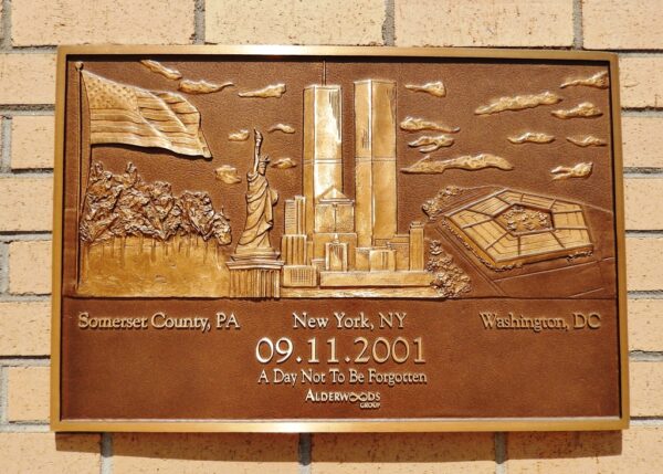 09.11.2001 A DAY NOT TO BE FORGOTTEN MEMORIAL PLAQUE