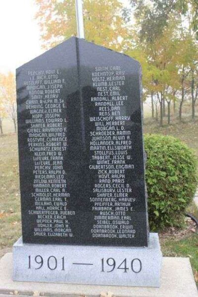 ROSENDALE AREA VETERANS MEMORIAL 1901-1940