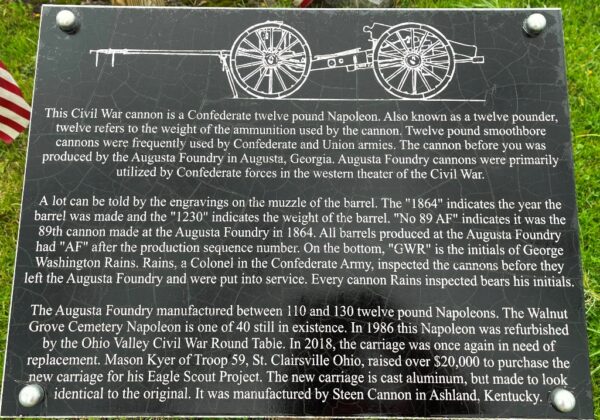 MARTINS FERRY CIVIL WAR CANNON MEMORIAL PLAQUE