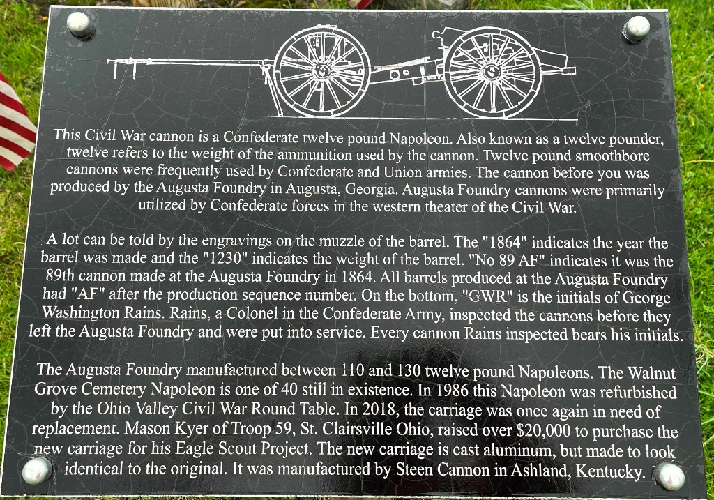 MARTINS FERRY CIVIL WAR CANNON MEMORIAL PLAQUE