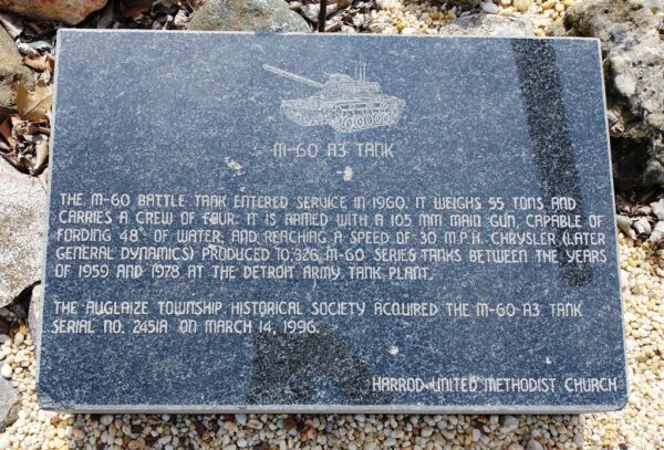 M-60 A3 TANK WAR MEMORIAL TABLET
