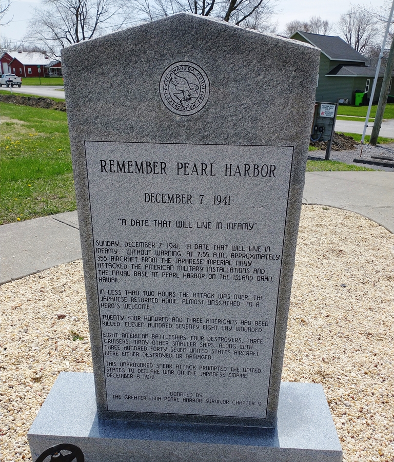 REMEMBER PEARL HARBOR WAR MEMORIAL FRONT