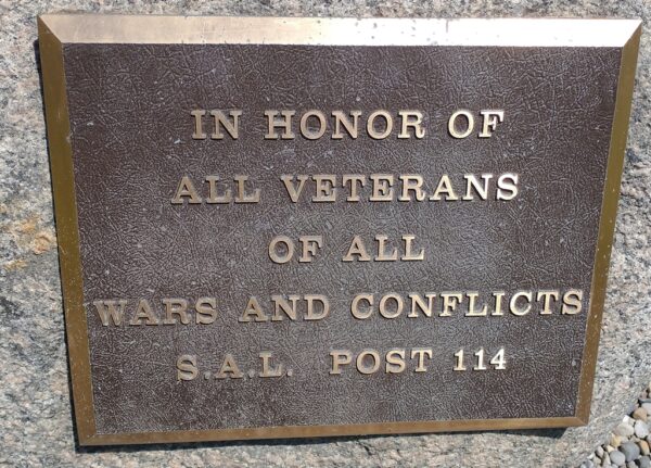 S.A.L. POST 114 ALL WAR VETERANS MEMORIAL PLAQUE