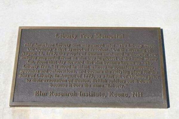 LIBERTY TREE MEMORIAL PLAQUE
