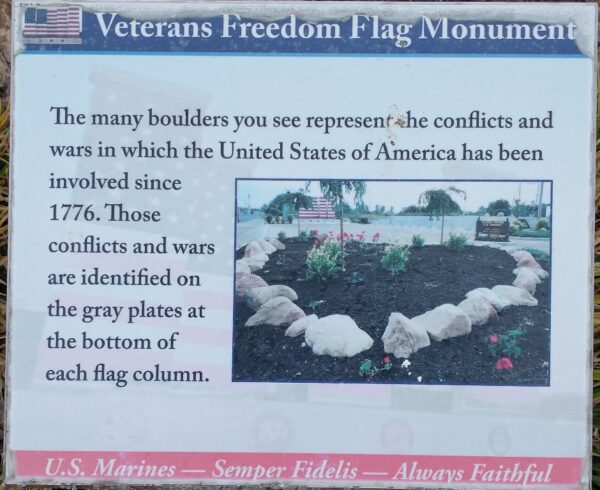 VETERANS FREEDOM FLAG MONUMENT U.S. MARINES PLAQUE