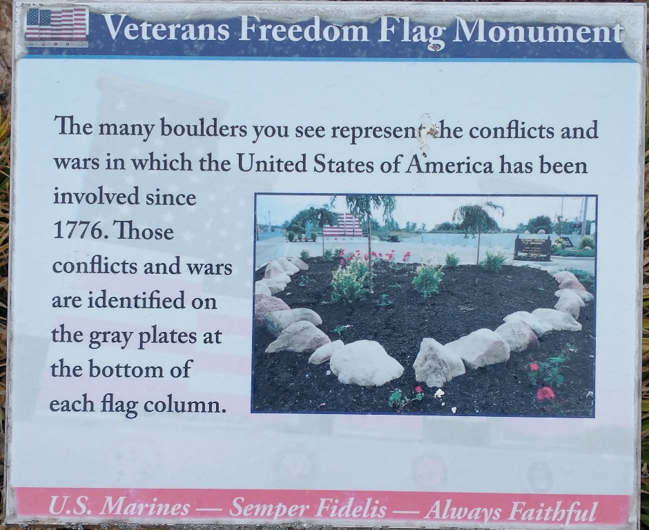 VETERANS FREEDOM FLAG MONUMENT U.S. MARINES PLAQUE