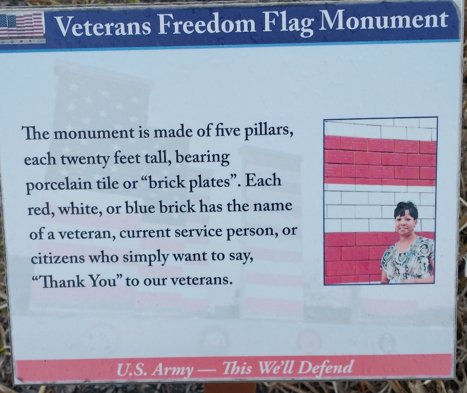 VETERANS FREEDOM FLAG MONUMENT U.S. ARMY PLAQUE
