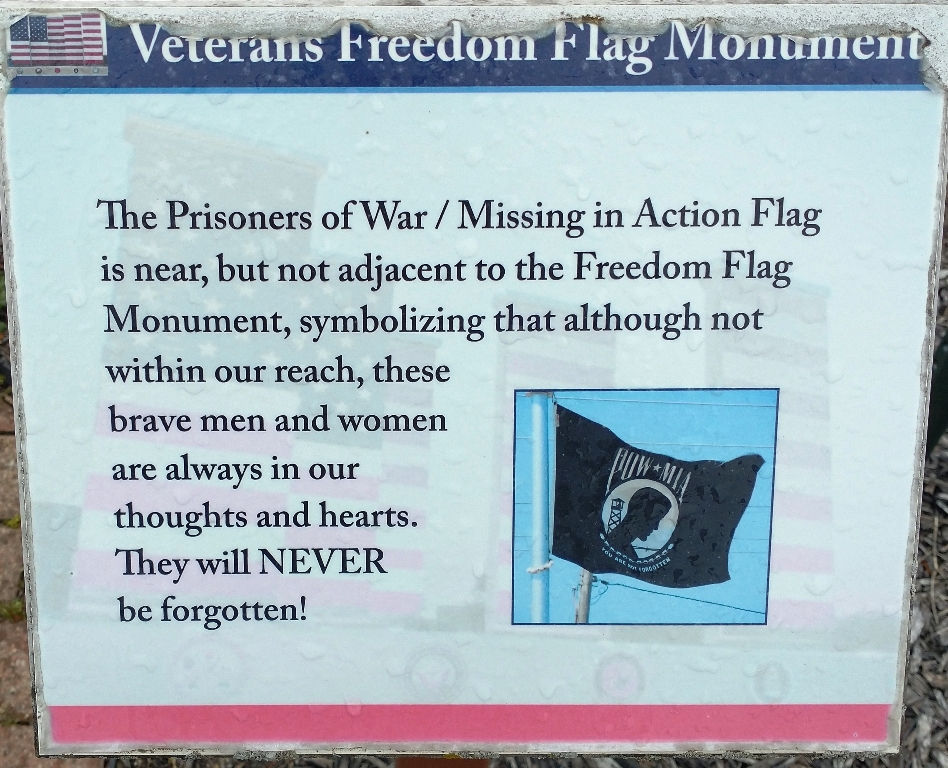 VETERANS FREEDOM FLAG MONUMENT POW MIA PLAQUE