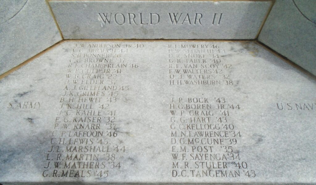 SOLDIERS AND SAILORS MEMORIAL STONE E