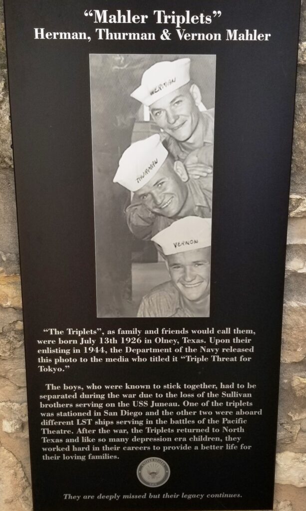 “MAHLER TRIPLETS” WAR MEMORIAL PLAQUE