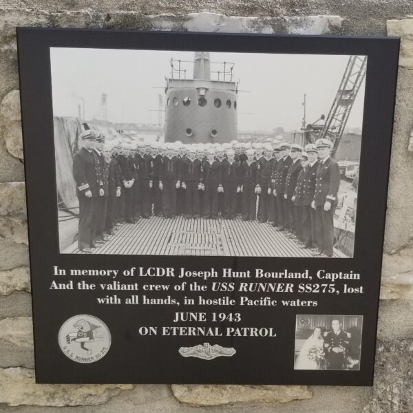 LCDR JOSEPH HUNT BOURLAND WAR MEMORIAL PLAQUE