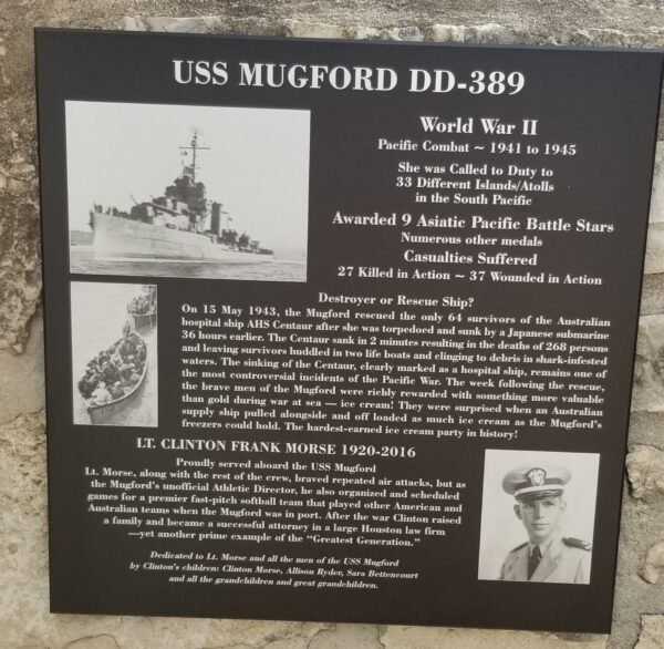 USS MUFORD DD-389 WAR MEMORIAL PLAQUE