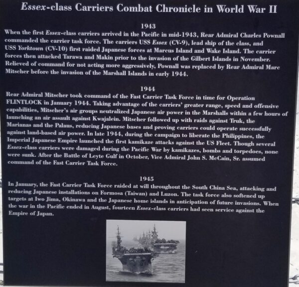 ESSEX-CLASS CARRIERS COMBAT CHRONICLE IN WORLD WAR II MEMORIAL PLAQUE