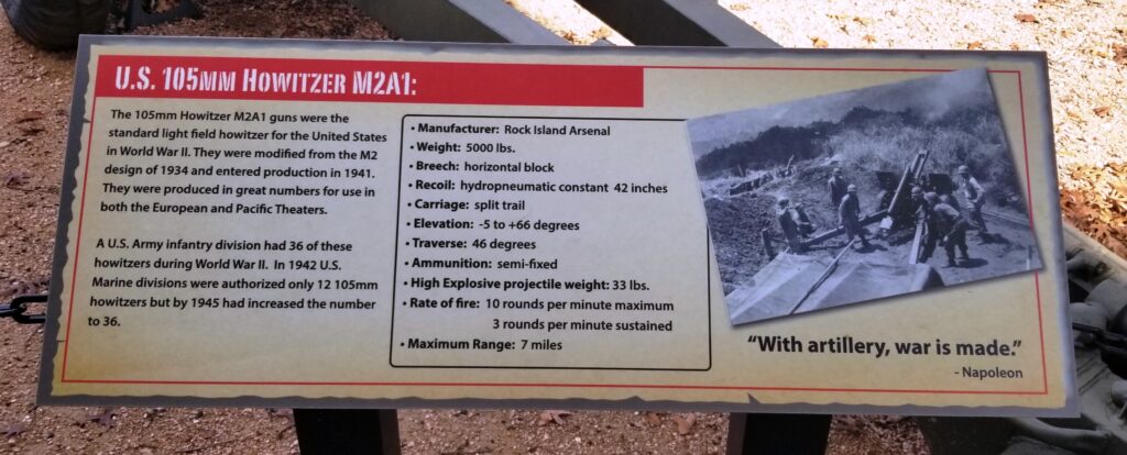 U.S. 105MM HOWITZER M2A1 WAR MEMORIAL PLAQUE