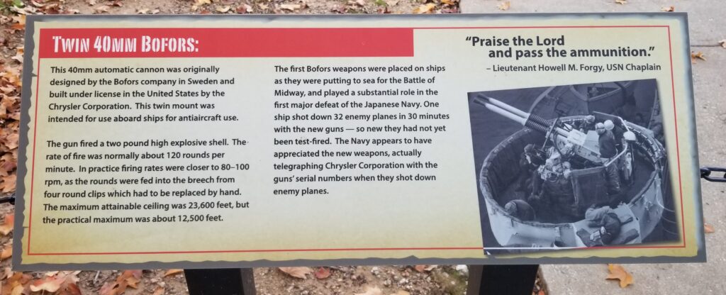 TWIN 40MM BOFORS WAR MEMORIAL PLAQUE