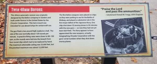 TWIN 40MM BOFORS WAR MEMORIAL PLAQUE