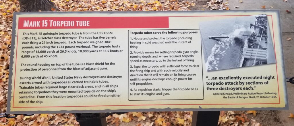 MARK 15 TORPEDO TUBE WAR MEMORIAL PLAQUE