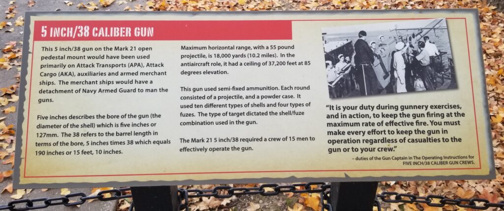 5 INCH/38 CALIBER GUN WAR MEMORIAL PLAQUE