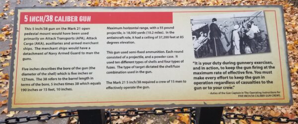 5 INCH/38 CALIBER GUN WAR MEMORIAL PLAQUE