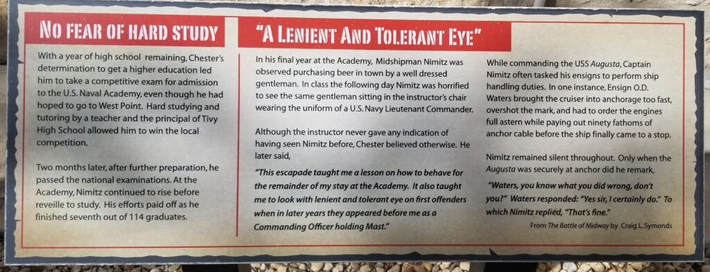 NO FEAR OF HARD STUDY ADMIRAL NIMITZ WAR MEMORIAL PLAQUE