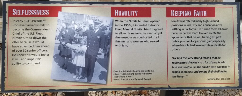 SELFLESSNESS ADMIRAL NIMITZ WAR MEMORIAL PLAQUE