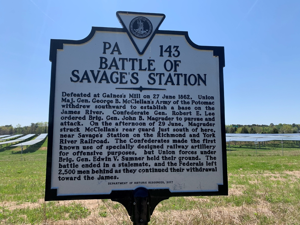 BATTLE OF SAVAGES STATION WAR MEMORIAL MARKER