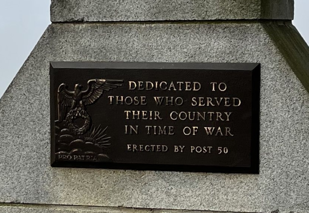 POST 50 WAR VETERANS MEMORIAL PLAQUE