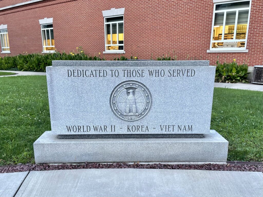DEDICATED TO THOSE WHO SERVED WORLD WAR II KOREA VIET NAM MEMORIAL