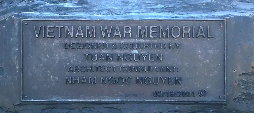 WESTMINISTER VIETNAM WAR MEMORIAL PLAQUE