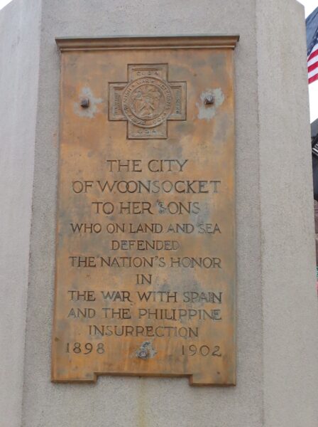 CITY OF WOONSOCKET SPANISH-AMERICAN WAR MEMORIAL PLAQUE