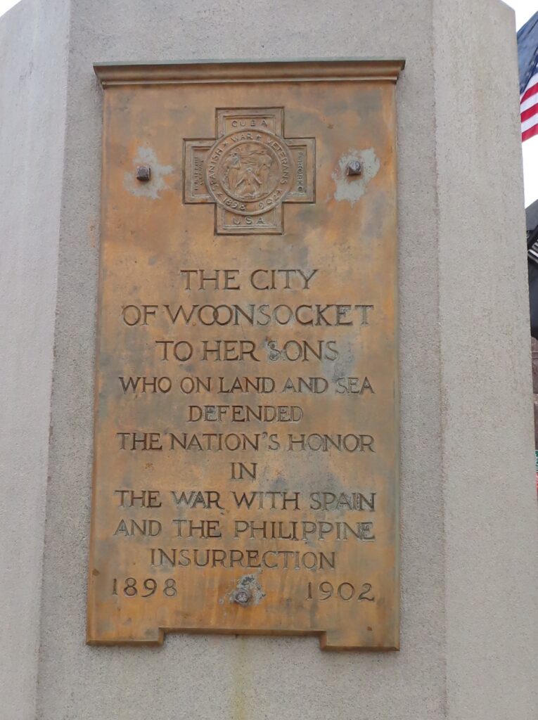 CITY OF WOONSOCKET SPANISH-AMERICAN WAR MEMORIAL PLAQUE