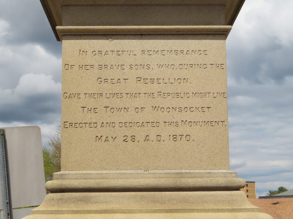 TOWN OF WOONSOCKET GREAT REBELLION MEMORIAL SIDE A
