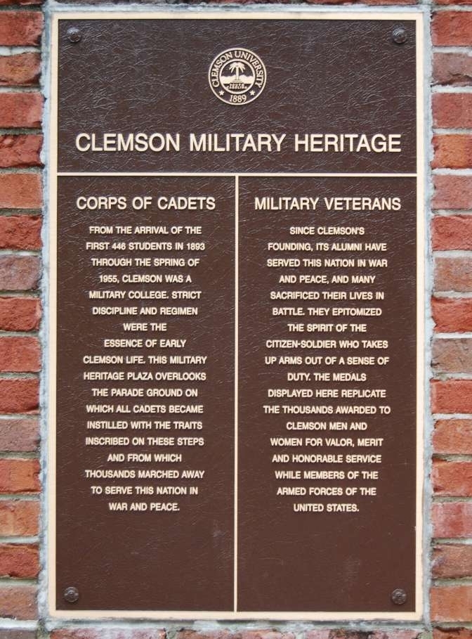 CLEMSON UNIVERSITY MILITARY HERITAGE PLAZA MEMORIAL PLAQUE B