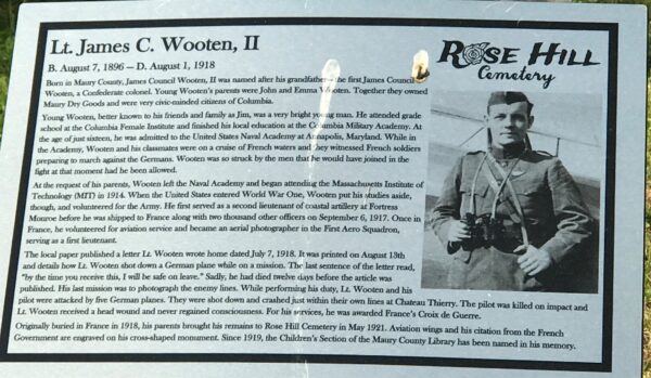 LT. JAMES C. WOOTEN, II WAR MEMORIAL PLAQUE
