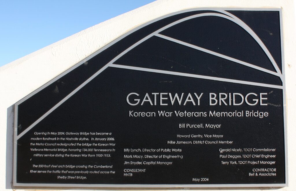 GATEWAY BRIDGE KOREAN WAR VETERANS MEMORIAL BRIDGE PLAQUE
