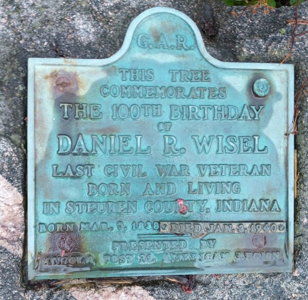 THE 100TH BIRTHDAY OF DANIEL R.; WISEL WAR MEMORIAL MEMORIAL PLAQUE TREE