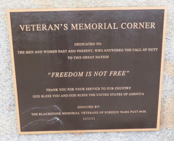 JOSEPH A. WOJCIK VETERANS MEMORIAL CORNER PLAQUE