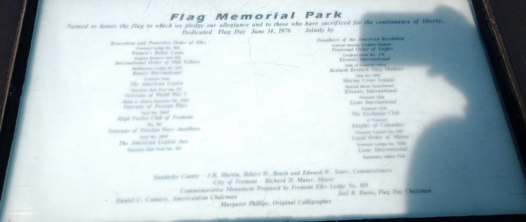 FREMONT FLAG MEMORIAL PARK PLAQUE